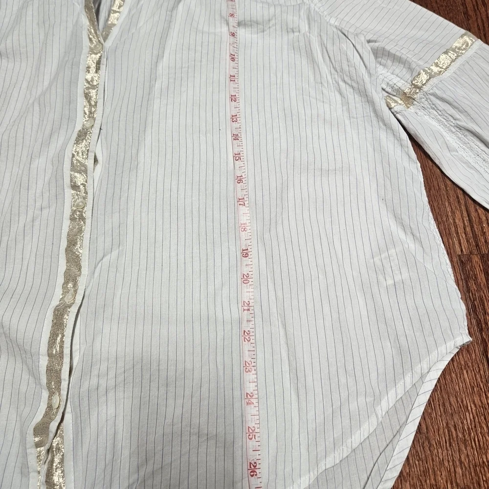 Free People Cream Long Sleeve Button Down Shirt
